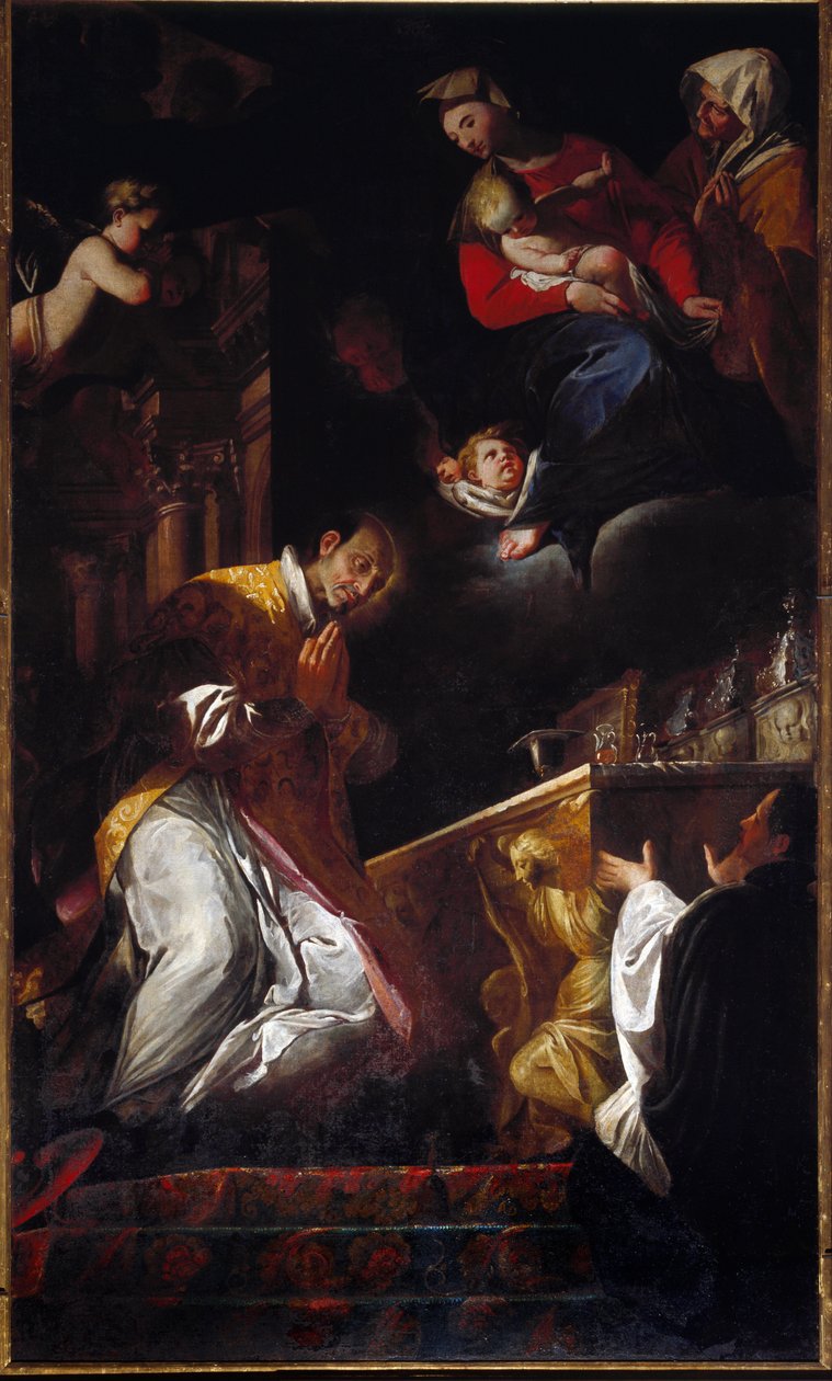 Representación de San Francisco de Borja (1510-1572) Jesuita y santo español de Andrea Pozzo