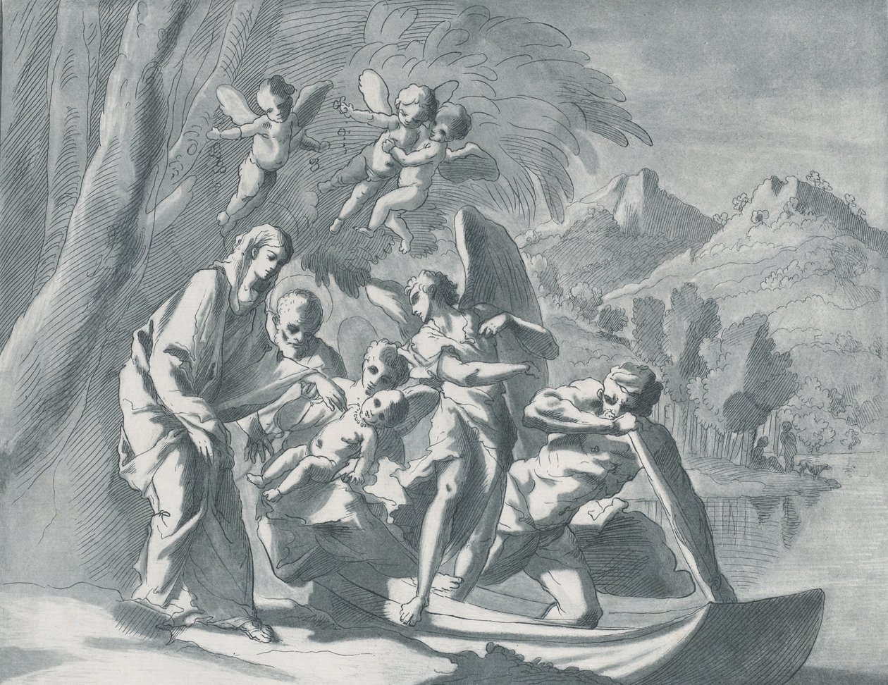 El descanso en la huida a Egipto, 1740-71 de Andrea Scacciati
