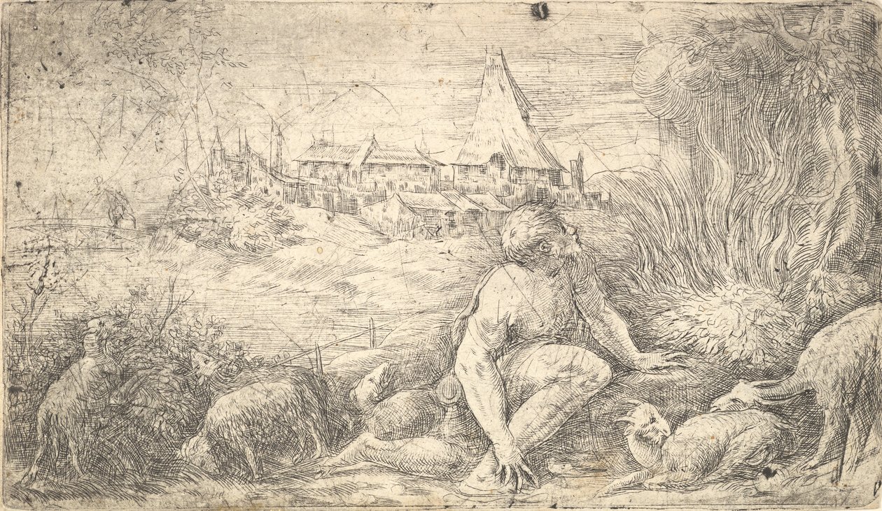 Moisés y la zarza ardiente, ca. 1544-47 de Andrea Schiavone
