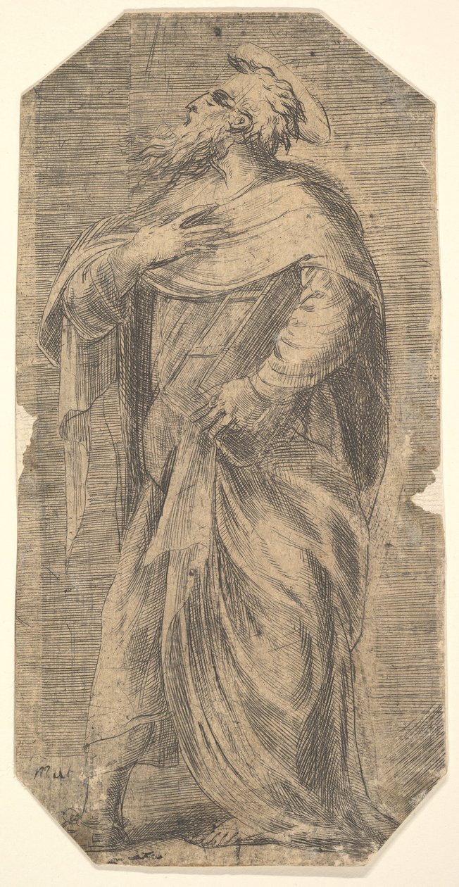 San Judas mirando a la izquierda, libro bajo su brazo izquierdo, de 
