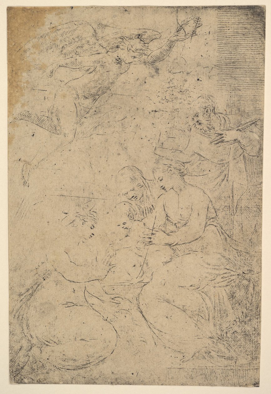 El matrimonio místico de Santa Catalina, ca. 1550 de Andrea Schiavone