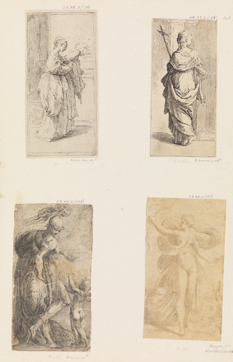 Dos mujeres, Marte y Cupido, Diana, ca. 1536-38 de Andrea Schiavone