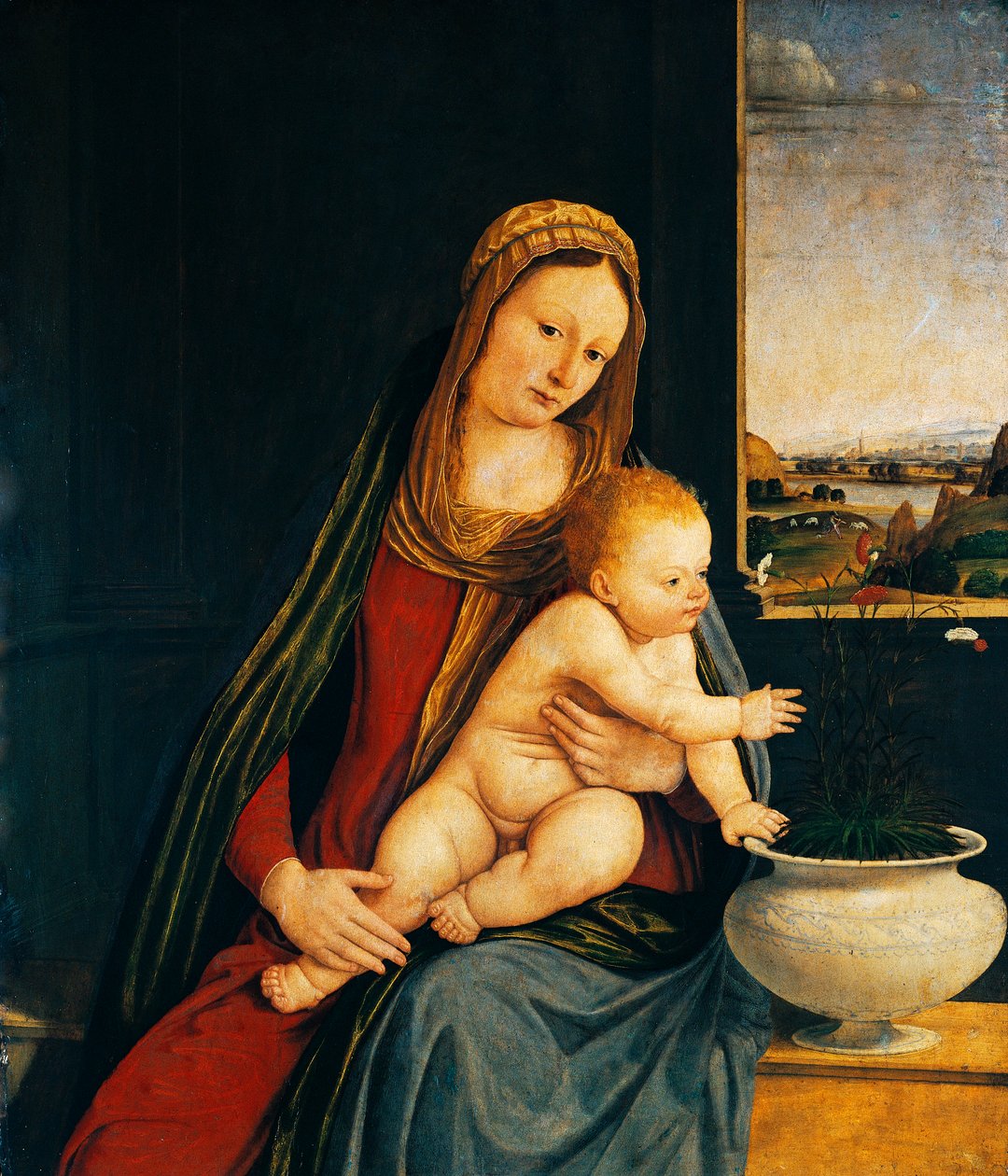 Virgen con el Niño o Virgen de los Claveles de Andrea Solario