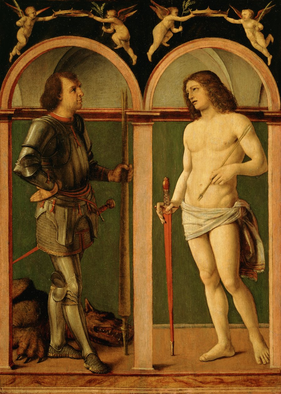 San Jorge y San Sebastián (óleo sobre tabla) de Andrea Solario