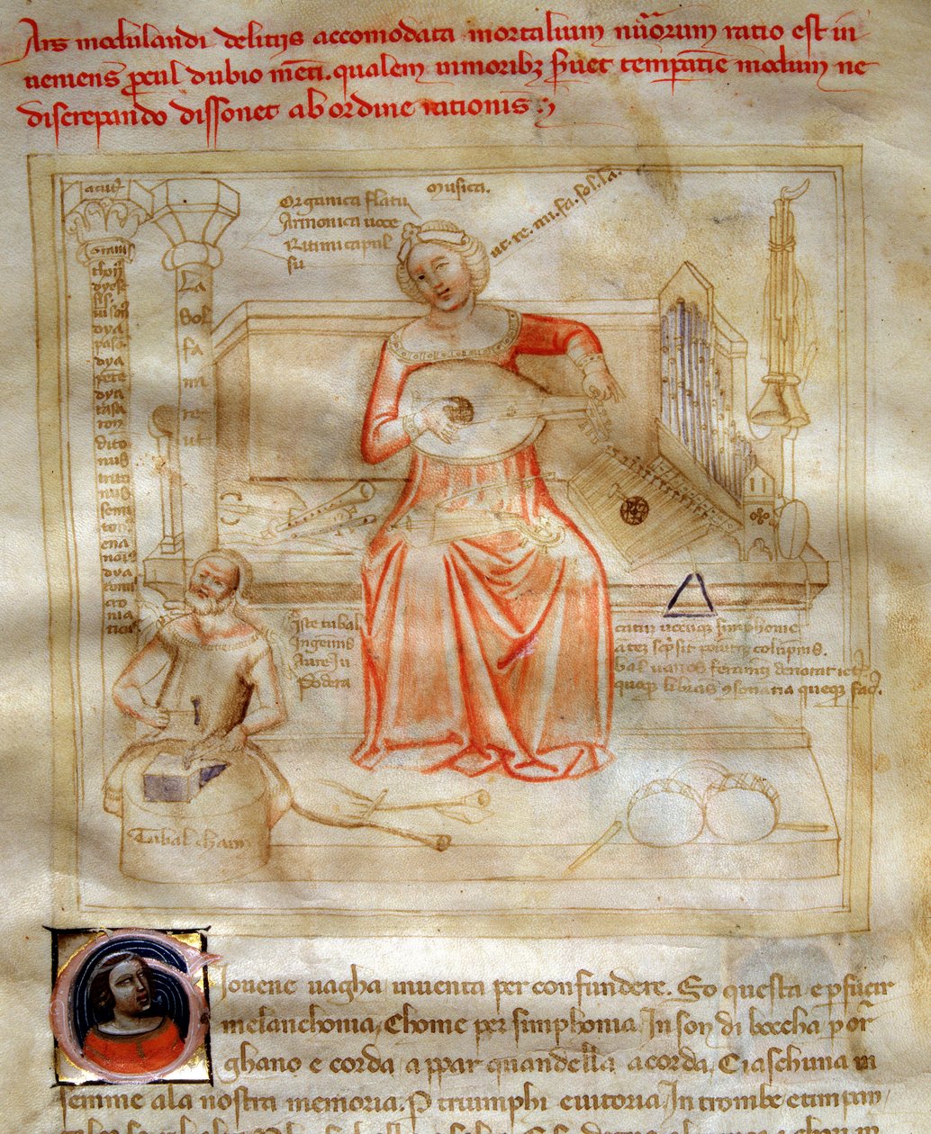 Alegoría de la Música en “Chansonne des sept Vertus et des sept Arts liberales destinee à Bruzio Visconti” de Andrea de Bartoli