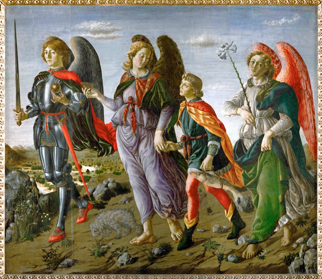 Tobías y el ángel Témpera sobre (témpera sobre madera) de Andrea del (1435-88) Francesco Botticini & Verrocchio