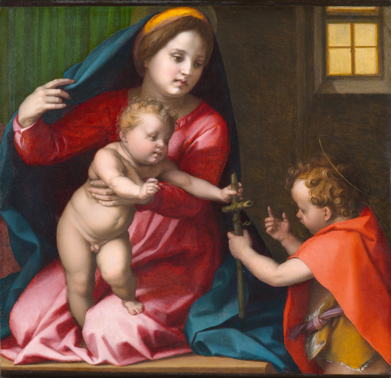 Madonna y el Niño con San Juan Bautista, circa 1528 de Andrea del Sarto