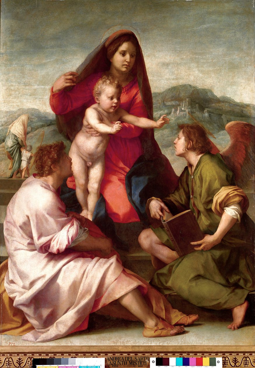 Madonna della Scala. Sagrada familia con un ángel. Madrid, Museo del Prado de Andrea del Sarto