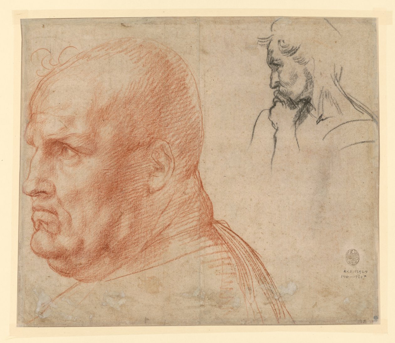 Estudio sobre dos cabezas de Andrea del Sarto