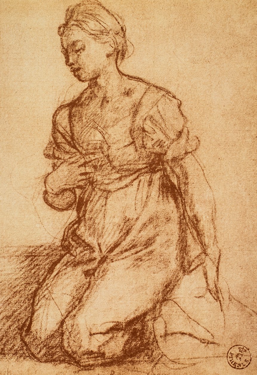 Estudio de una mujer; dibujo de Andrea del Sarto. Gabinetto dei Disegni e delle Stampe, Galería Uffizi, Florencia de Andrea del Sarto