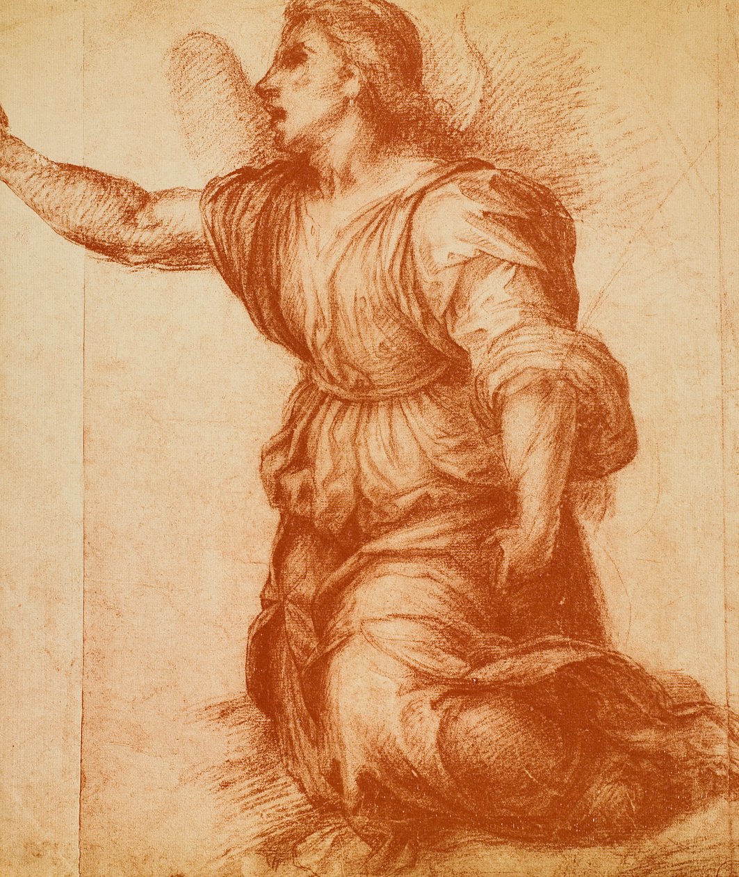 Estudio de un ángel, dibujo de Andrea del Sarto hecho para la Anunciación ahora en la Galería Palatina. Gabinetto dei Disegni e delle Stampe, Galería Uffizi, Florencia de Andrea del Sarto