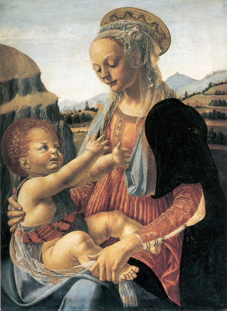 Alemán: Maria mit dem Kind Virgen con el Niño sentado de Andrea del Verrocchio
