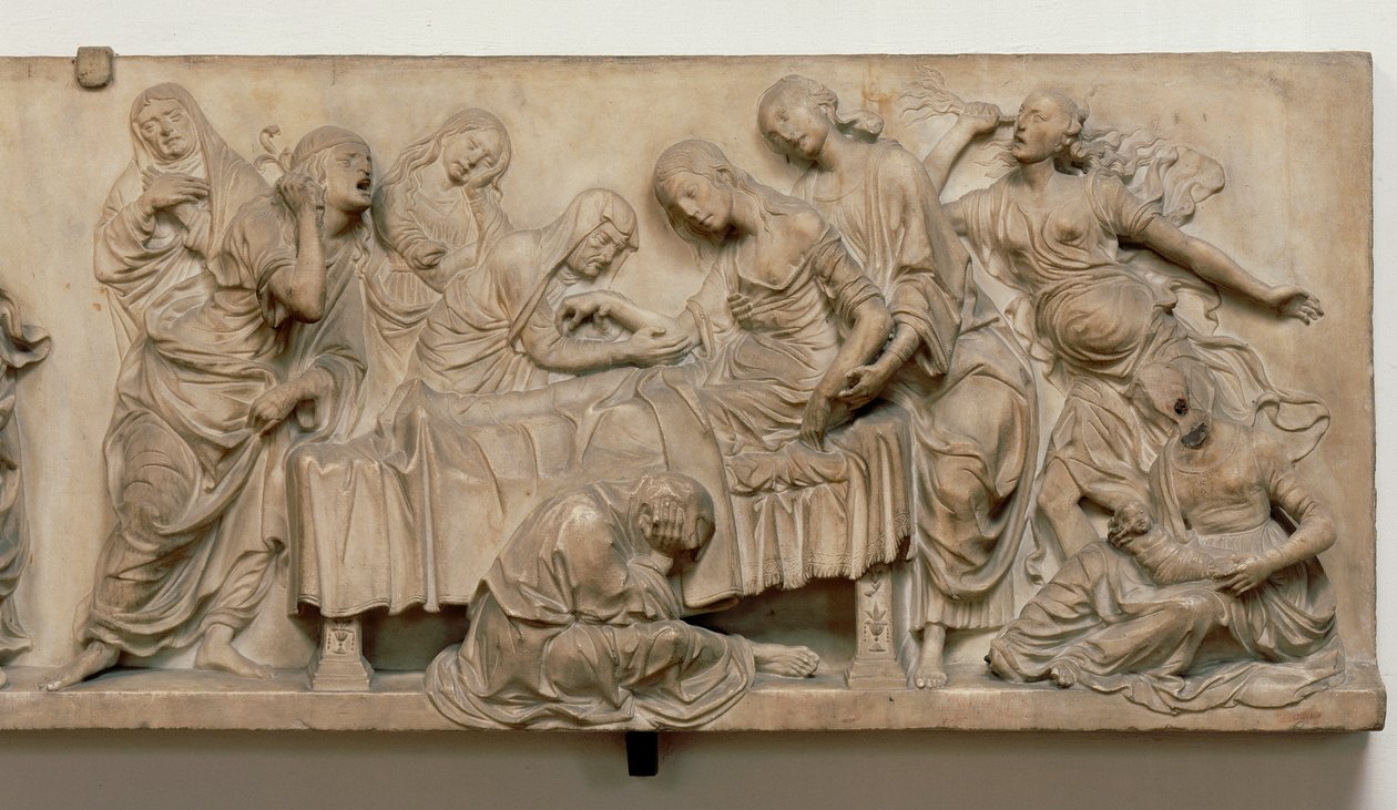 Relieve que muestra la muerte de Francesca Tornabuoni de Andrea del Verrocchio