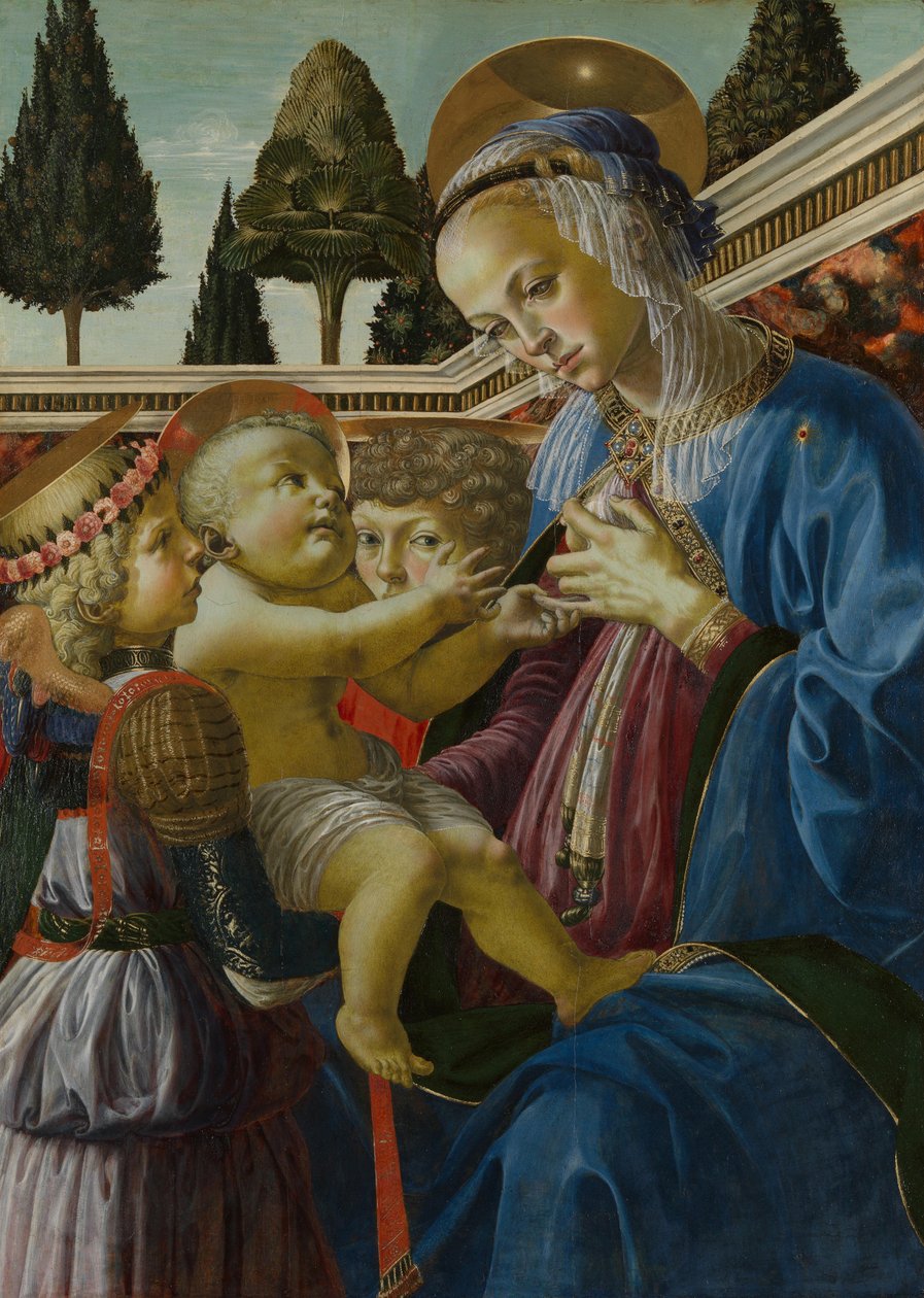 La Virgen y el Niño con dos ángeles, c. 1467-1469 de Andrea del Verrocchio