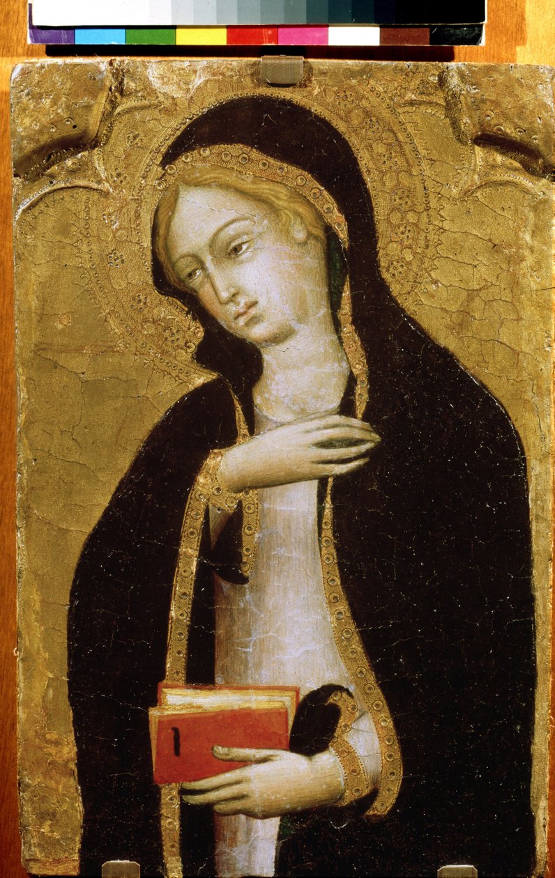 ""Virgen de la Anunciación"" (Virgen Anunciada) Témpera sobre madera de Andrea di Bartolo (1389-1428) hacia 1410 Museo Pushkin, Moscú de Andrea di Bartolo
