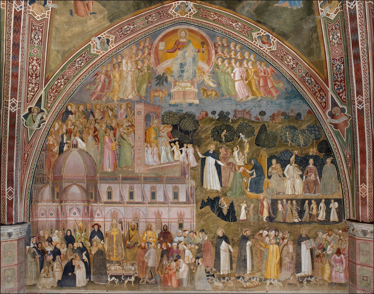 Triunfo de la Iglesia, Iglesia militante y triunfante Título(s) alternativo(s):  Alegoría de la Iglesia activa y triunfante y de la orden dominica de Andrea di Bonaiuto