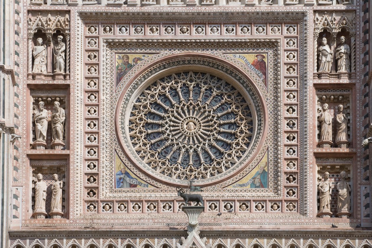 Rosetón, Catedral de Santa Maria Assunta, Orvieto, Umbría, Italia de Andrea di Cione Orcagna