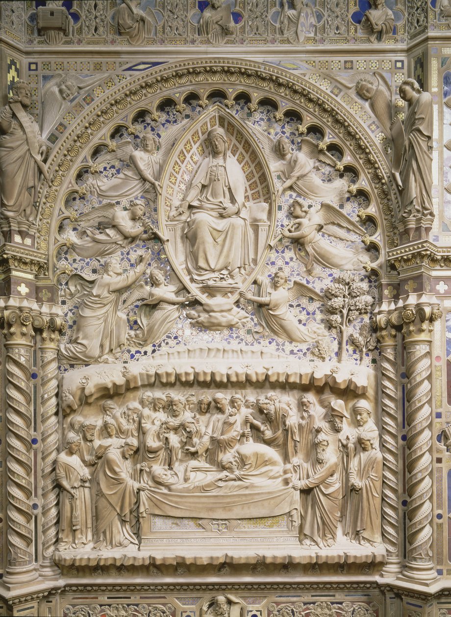 Tabernáculo, (detalle) mostrando la Muerte y Asunción de la Virgen, 1359 de Andrea di Cione Orcagna