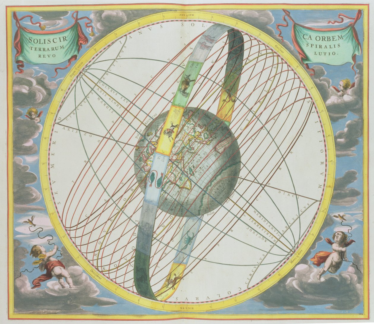 Mapa que traza la órbita de la Luna alrededor de la Tierra, de 