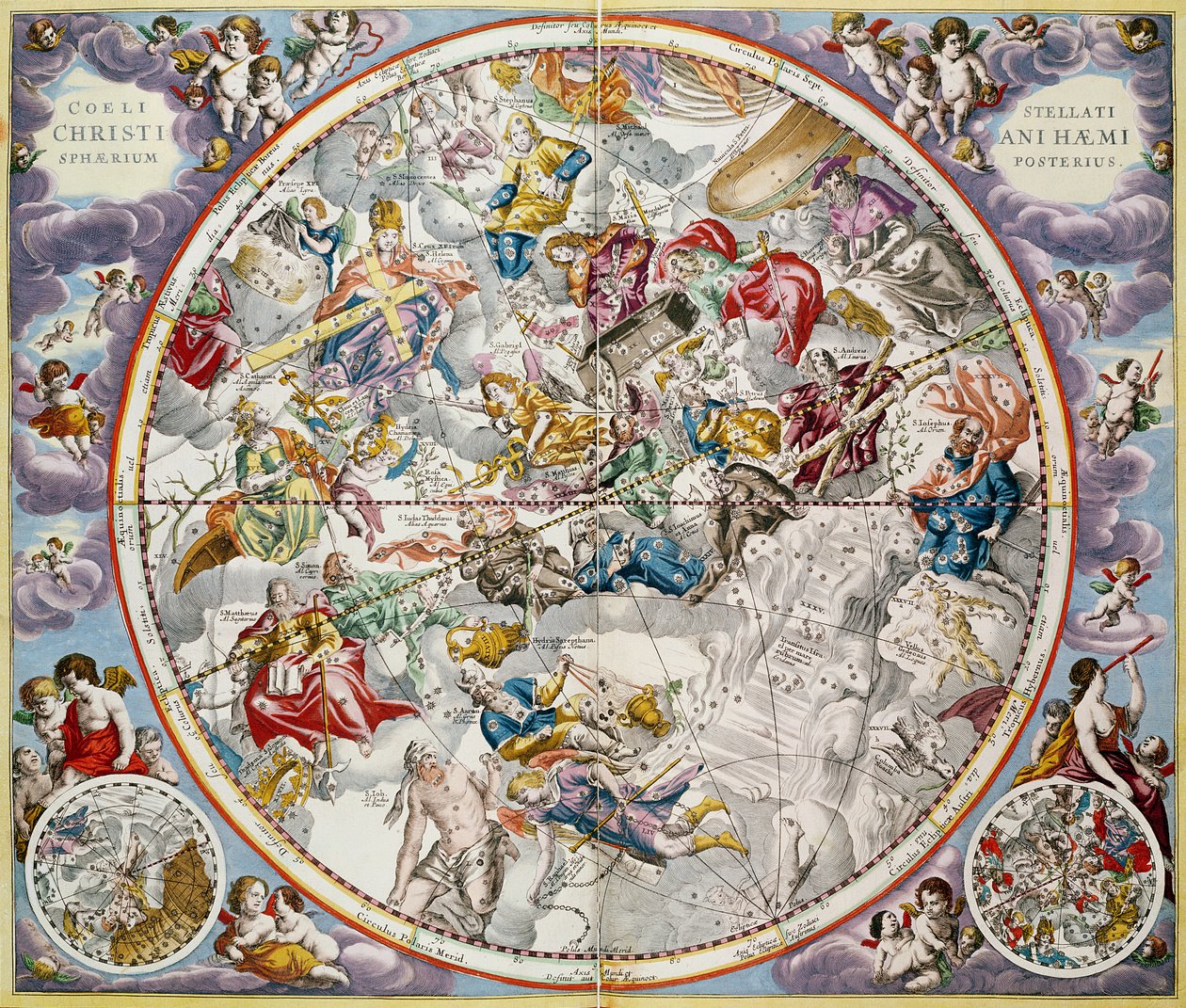 Mapa de las Constelaciones Cristianas según lo representado por Julius Schiller, de 