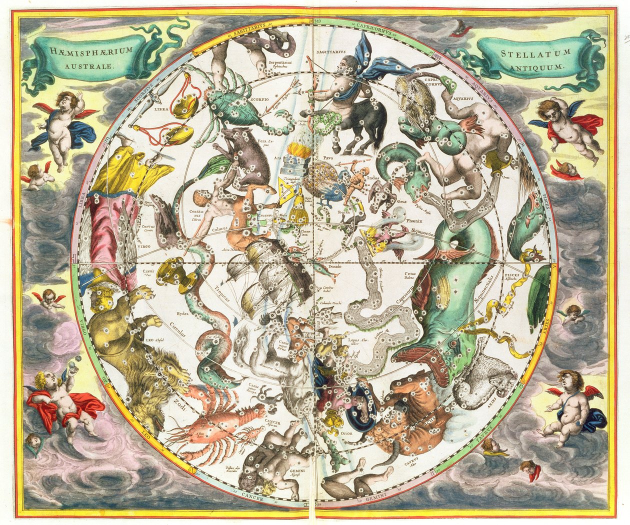 Mapa del hemisferio sur, de 