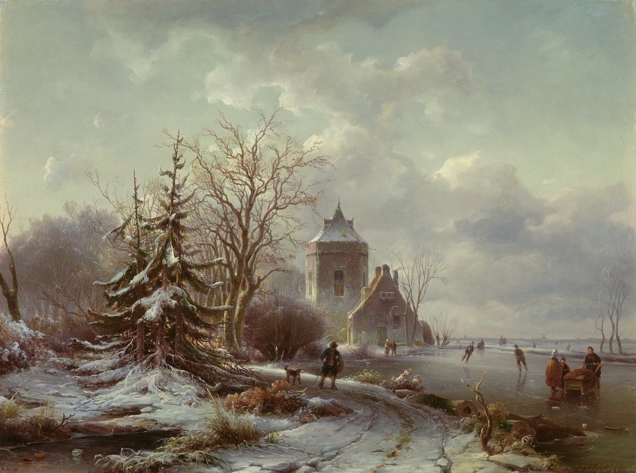 Escena de invierno, siglo XIX de Andreas Schelfhout