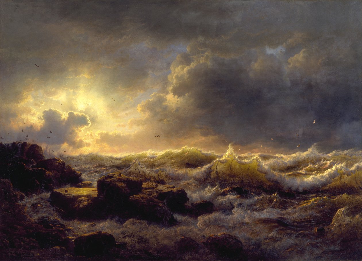 Clareando - costa de Sicilia de Andreas Achenbach