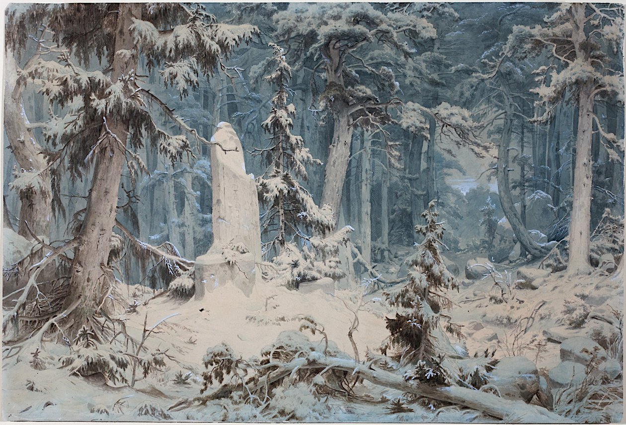 Bosque nevado, 1835 de Andreas Achenbach