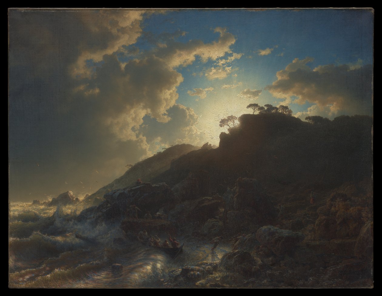 Puesta de sol tras una tormenta en la costa de Sicilia de Andreas Achenbach