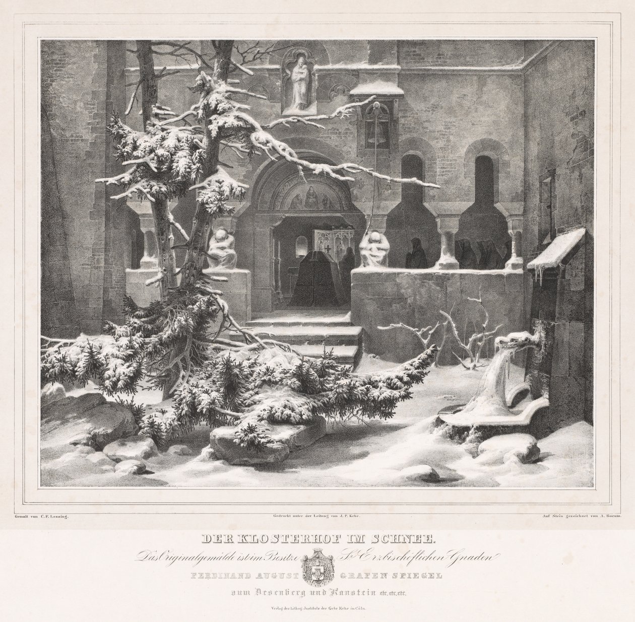 Cementerio con nieve, c. 1835 de Andreas Borum