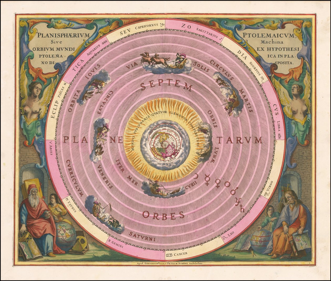 Mapa celeste de 1660 que ilustra el modelo del Universo de Claudio Ptolomeo de Andreas Cellarius