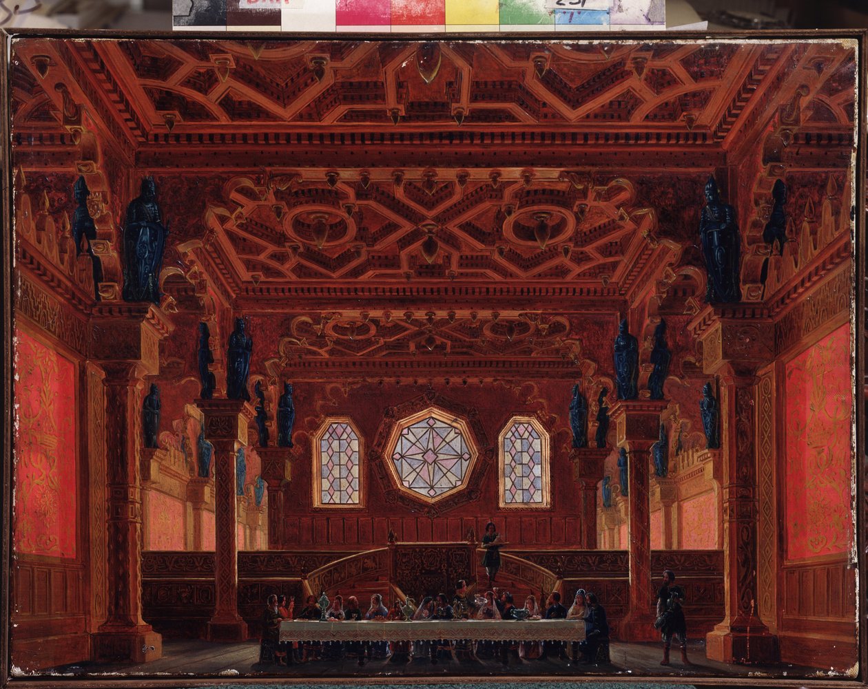 Escenografía para la ópera Ruslan y Lyudmila de M Glinka (Escenografía para la ópera Ruslan y Lyudmila de M Glinka) - Pintura de Andreas Leonhard Roller (1805-1891), óleo sobre lienzo de Andreas Leonhard Roller