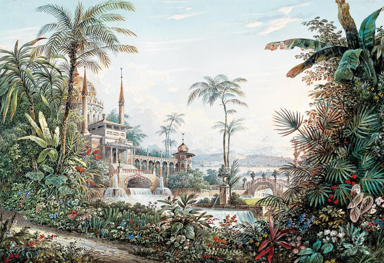 Diseño de escenario para la ópera El rapto en el serrallo de Wolfgang Amadeus Mozart, 1842 de Andreas Leonhard Roller