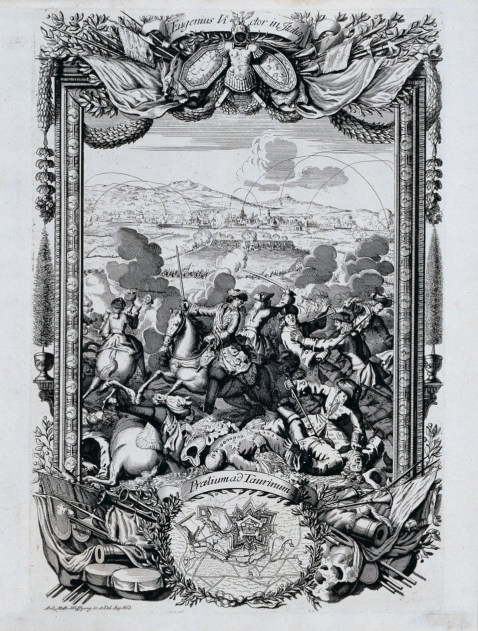 La victoria del príncipe Eugenio de Saboya en Italia de Andreas Matthias Wolffgang