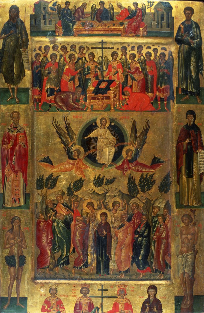 La Ascensión de Cristo con la Hetoimasia, siglo XV de Andreas Ritzos