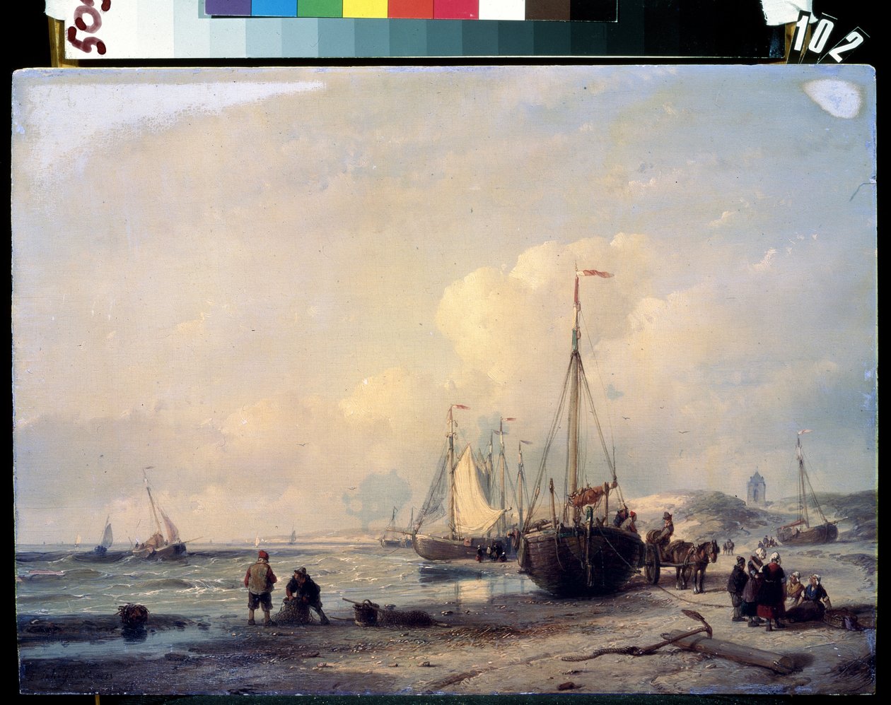 paisaje marino. Pintura de Andreas Schelfhout (1787-1870). Óleo sobre tela de Andreas Schelfhout