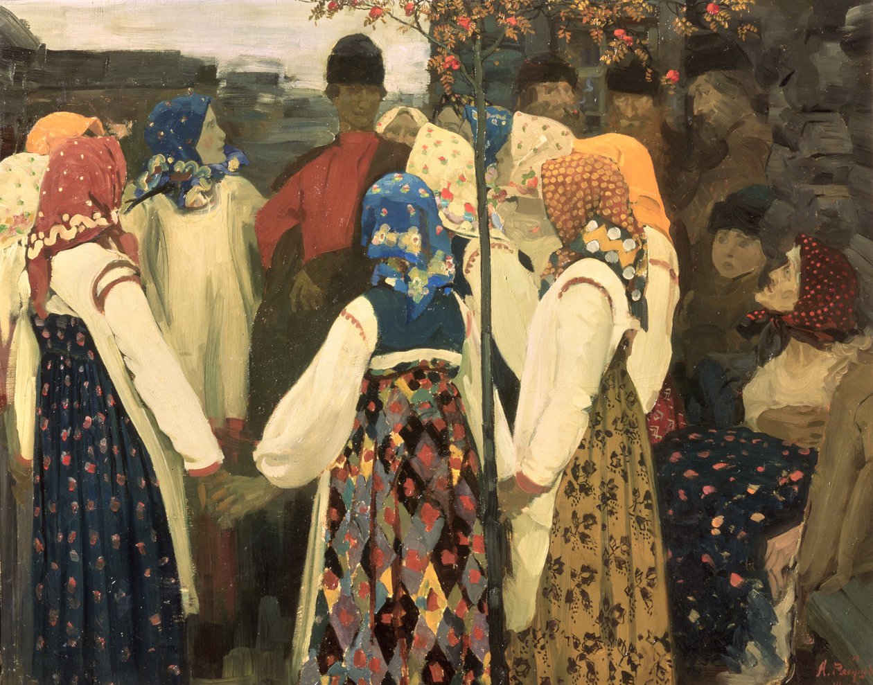 Un muchacho se ha colado en el baile en ronda de la chica, 1902 de Andrei Petrovich Ryabushkin
