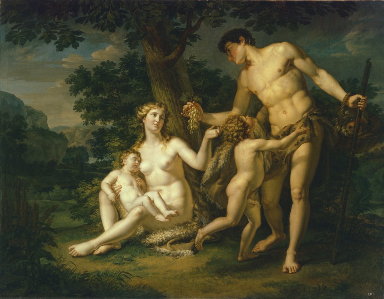 Adán y Eva con niños bajo un árbol, 1803 de Andrei Ivanovich Ivanov
