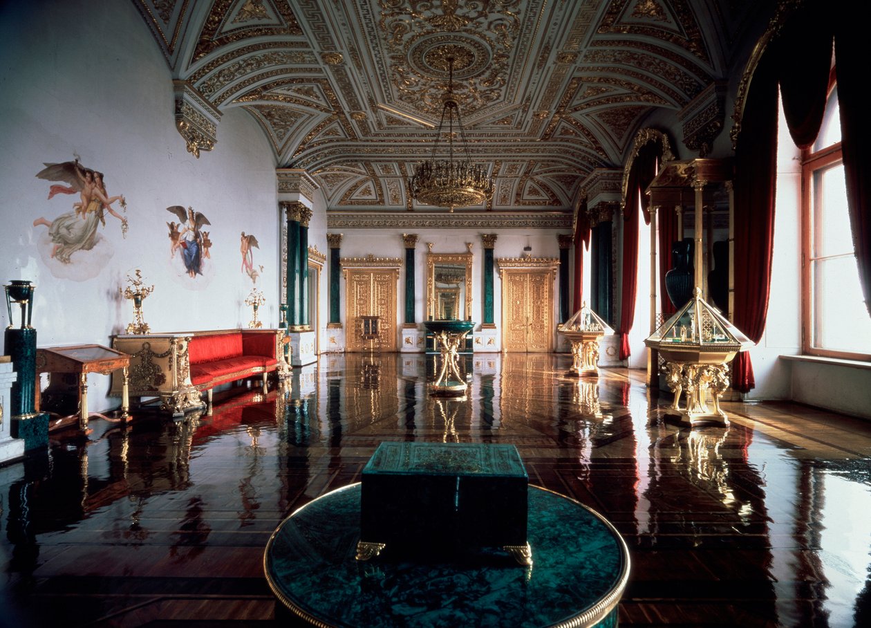 El Salón de Malaquita del Palacio de Invierno, 1837-1839 de Andrei Ivanovich Stakenschneider