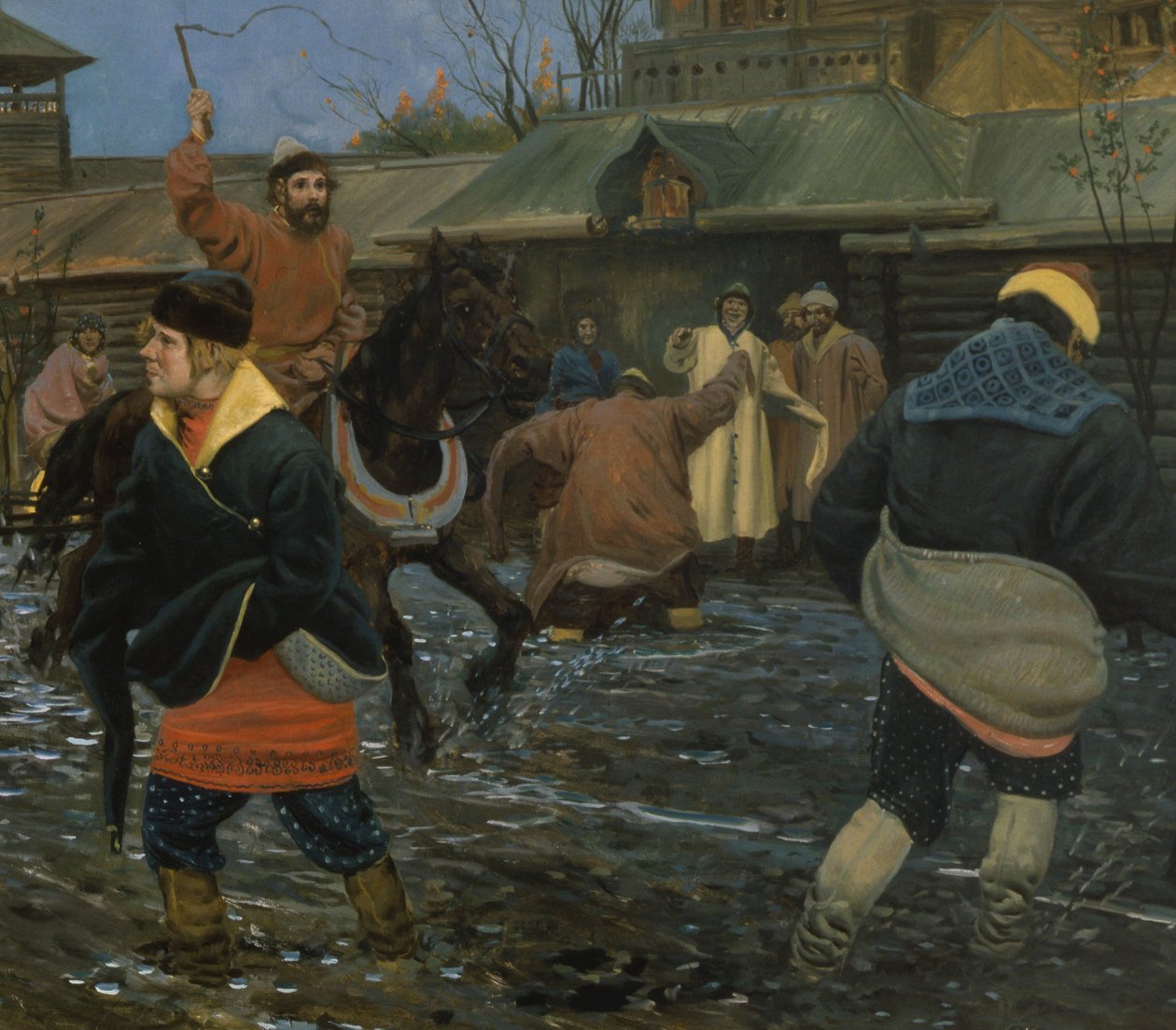 Calle de Moscú del siglo XVII en un día festivo de Andrei Petrovich Ryabushkin
