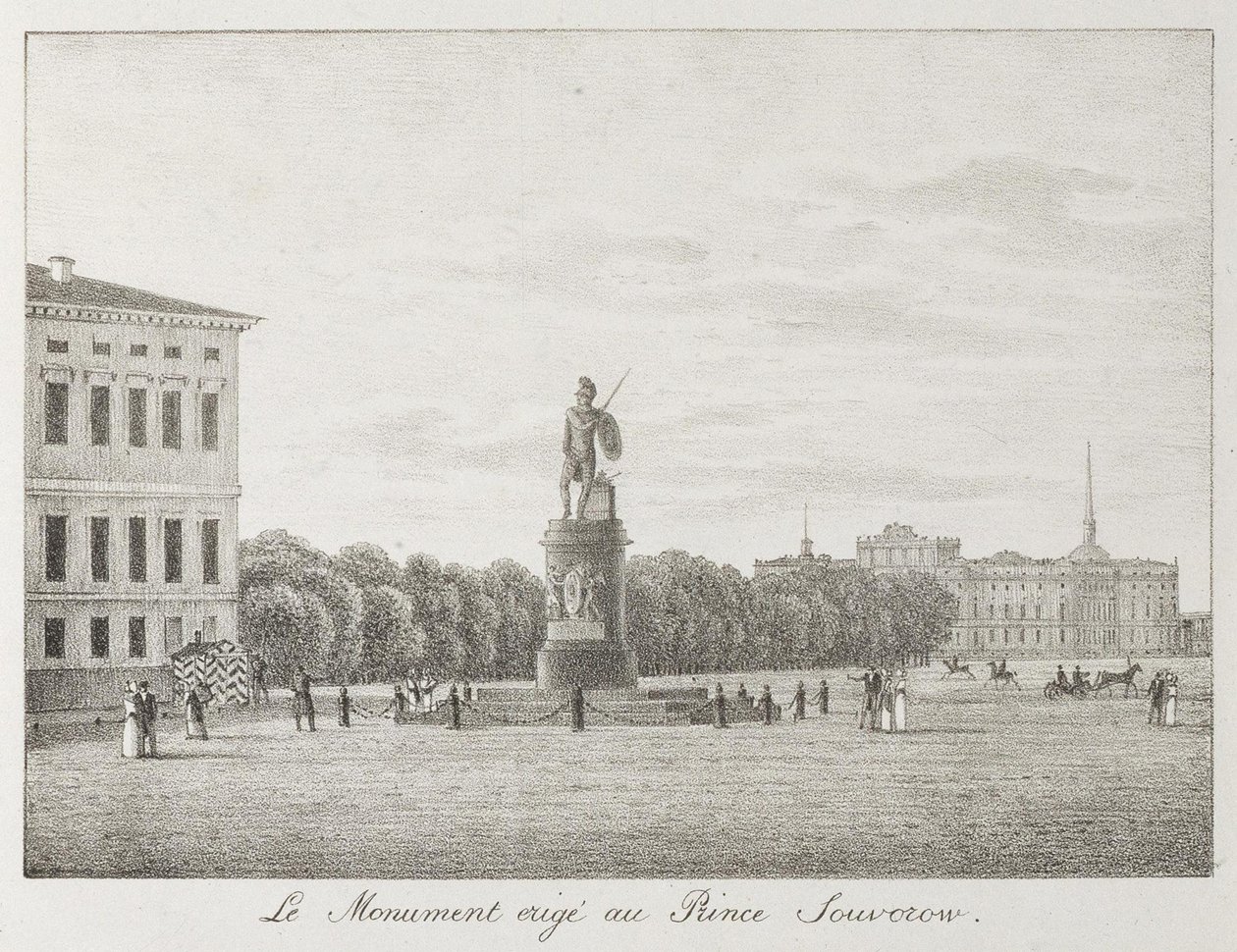 Vista del Campo de Marte y el Monumento a Suvorov en San Petersburgo, 1821-1822 de Andrei Yefimovich Martynov