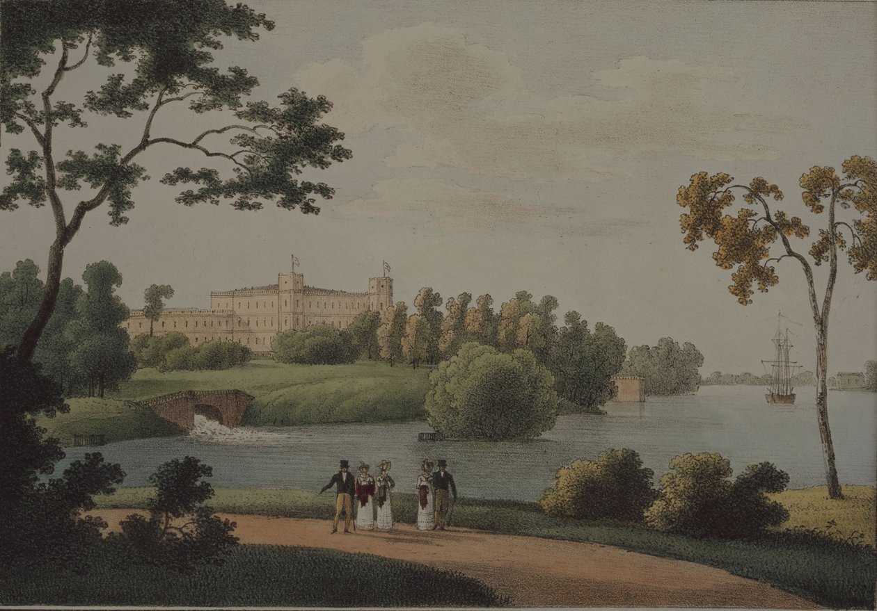 Vista del palacio principal de Gatchina, 1821 de Andrei Yefimovich Martynov