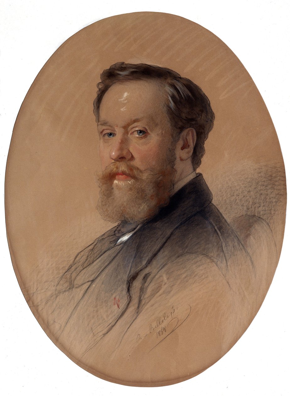 ""Retrato del mariscal de la nobleza V Y Tulinov"" (Retrato del mariscal de la nobleza V.Y. Tulinov) Dibujo al pastel de Andrei Belloli (1820-1881) 1868 Museo de Bellas Artes Ivan Kramskoy (o Kramskoi) en Voronezh (Voronezh) , Rusia. de Andrej Franzowitsch Belloli