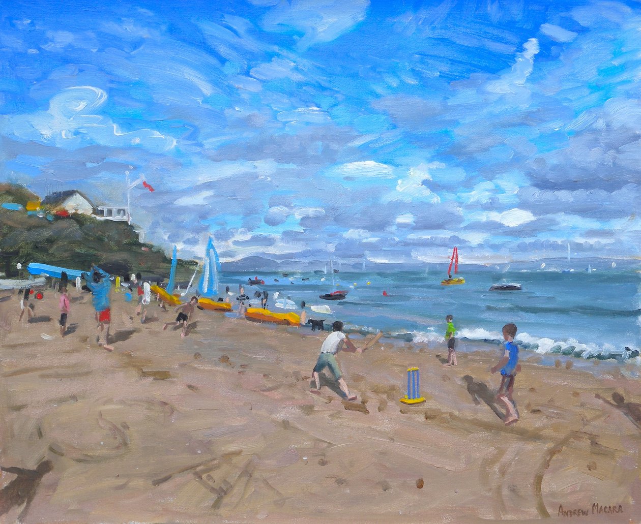 Críquet en la playa, Abersoch, 2013 de Andrew Macara
