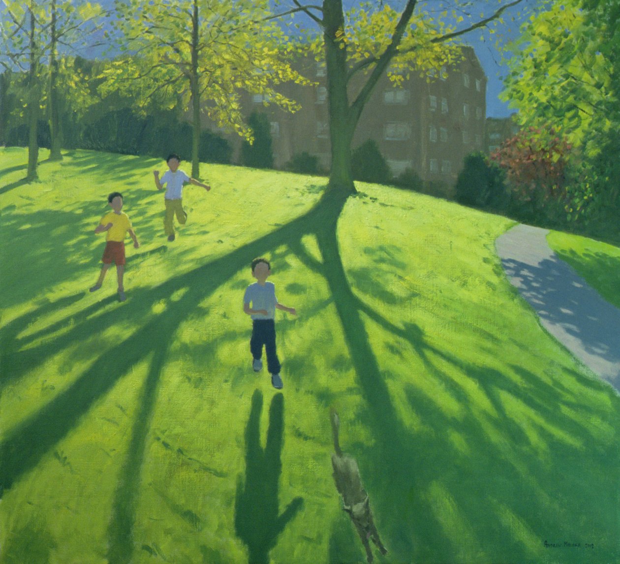 Niños corriendo en el parque, Derby, 2002 de Andrew Macara