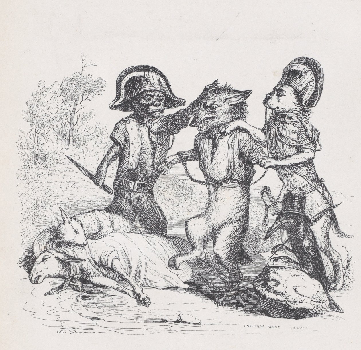 El autor de este ataque es un delicado lobito de Escenas de lo privado, ca. 1837-47 de Andrew Best Leloir