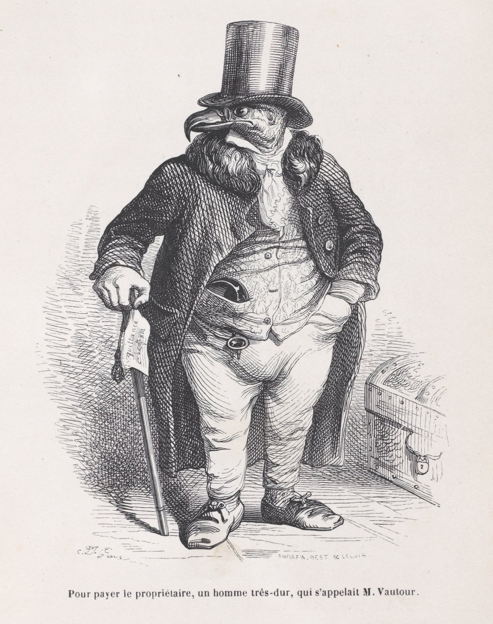 Para pagar al casero, un hombre muy severo, cuyo nombre era M. Vautour de Escenas de t..., ca. 1837-47 de Andrew Best Leloir