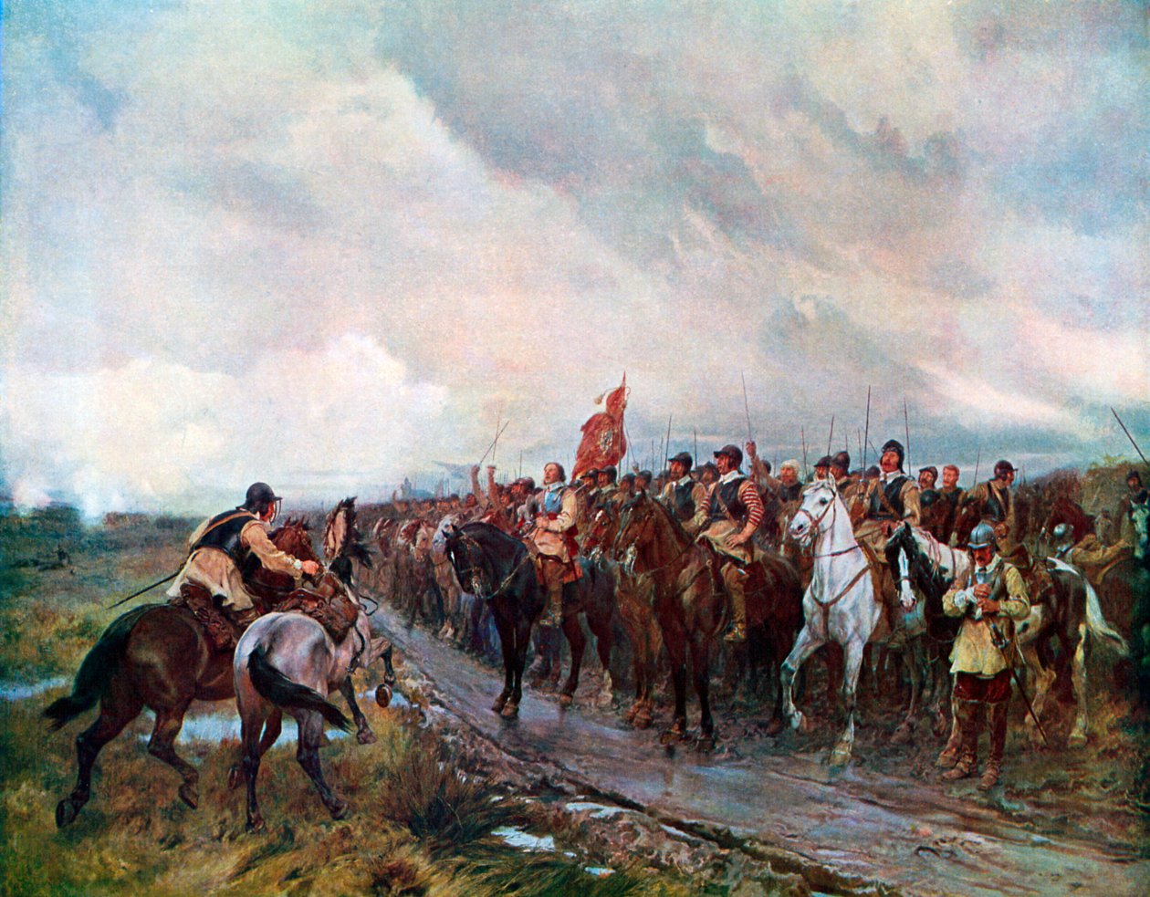Cromwell en Dunbar (litografía en color) de Andrew Carrick (after) Gow