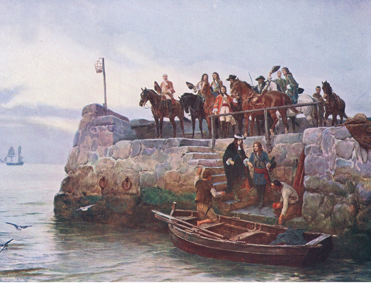 La causa perdida: La huida de Jacobo II después de la Batalla del Boyne 1690, ilustración de 