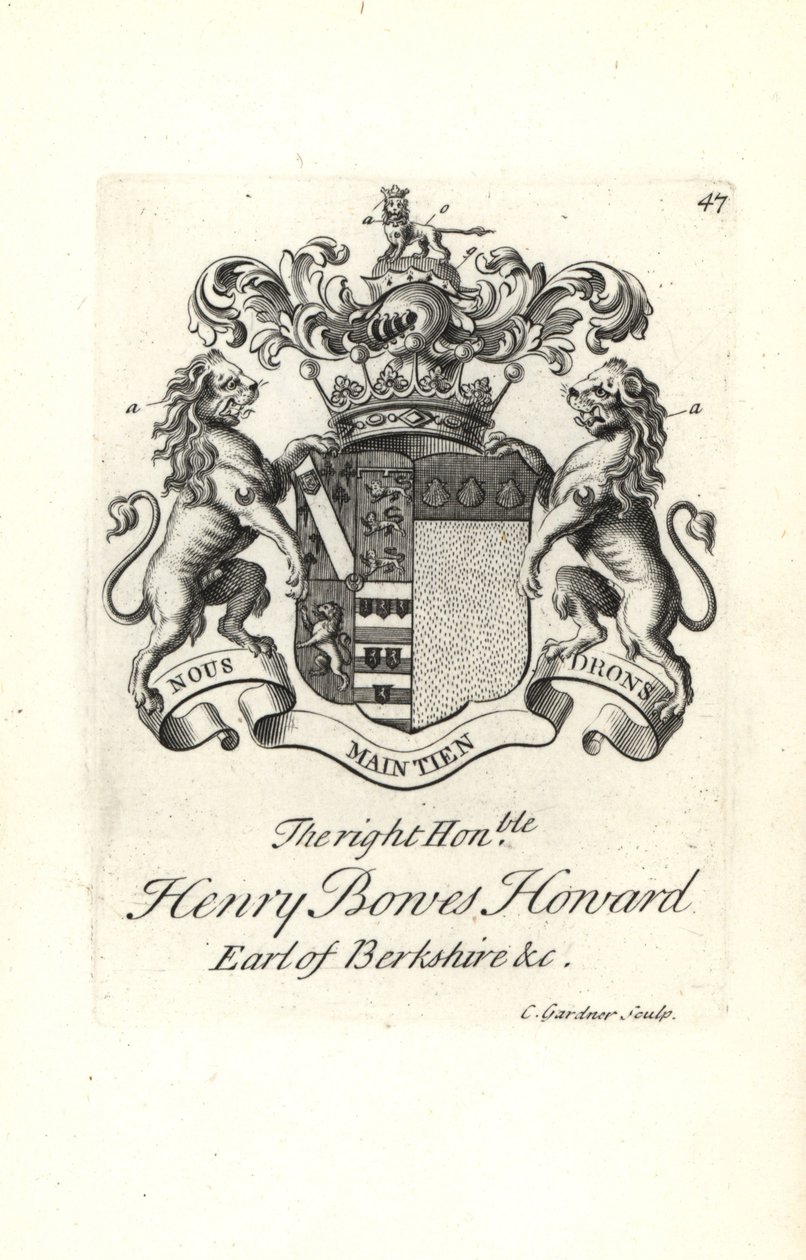 Escudo de armas y cresta del honorable Henry Bowes Howard de Andrew Johnston